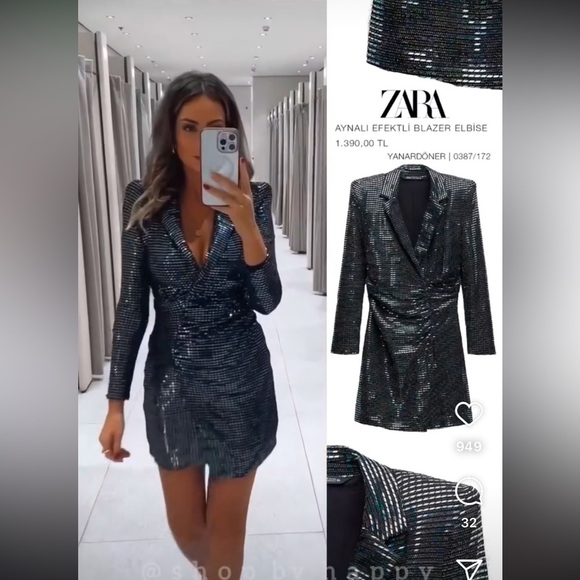 NWT ZARA MIRRORED BLAZER DRESS 0387/172 - Picture 2 of 10